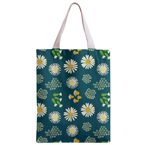 Drawing Flowers Meadow White Zipper Classic Tote Bag from UrbanLoad.com Front