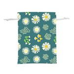 Drawing Flowers Meadow White Lightweight Drawstring Pouch (S)