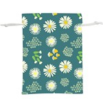 Drawing Flowers Meadow White Lightweight Drawstring Pouch (XL)