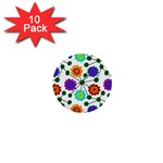 Bloom Plant Flowering Pattern 1  Mini Buttons (10 pack) 