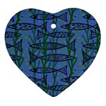 Fish Pike Pond Lake River Animal Heart Ornament (Two Sides)