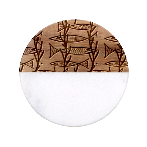 Fish Pike Pond Lake River Animal Classic Marble Wood Coaster (Round)  from UrbanLoad.com Front