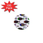 Fish Abstract Colorful 1  Mini Buttons (100 pack) 