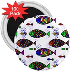 Fish Abstract Colorful 3  Magnets (100 pack)