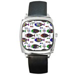 Fish Abstract Colorful Square Metal Watch