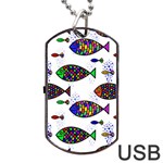 Fish Abstract Colorful Dog Tag USB Flash (One Side)