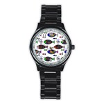 Fish Abstract Colorful Stainless Steel Round Watch
