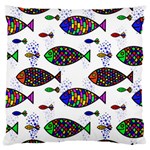 Fish Abstract Colorful Large Premium Plush Fleece Cushion Case (Two Sides)