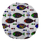 Fish Abstract Colorful Large 18  Premium Flano Round Cushions