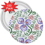 Bloom Nature Plant Pattern 3  Buttons (100 pack) 