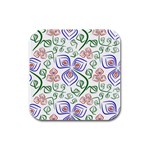 Bloom Nature Plant Pattern Rubber Square Coaster (4 pack)
