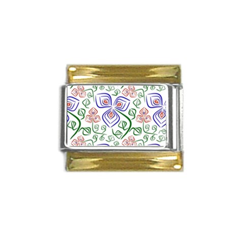 Bloom Nature Plant Pattern Gold Trim Italian Charm (9mm) from UrbanLoad.com Front