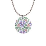 Bloom Nature Plant Pattern 1  Button Necklace
