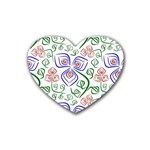 Bloom Nature Plant Pattern Rubber Coaster (Heart)