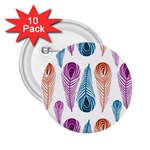 Pen Peacock Colors Colored Pattern 2.25  Buttons (10 pack) 