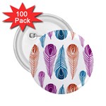 Pen Peacock Colors Colored Pattern 2.25  Buttons (100 pack) 