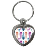 Pen Peacock Colors Colored Pattern Key Chain (Heart)