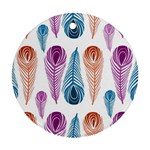 Pen Peacock Colors Colored Pattern Round Ornament (Two Sides)