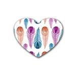 Pen Peacock Colors Colored Pattern Rubber Heart Coaster (4 pack)