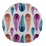Pen Peacock Colors Colored Pattern Large 18  Premium Flano Round Cushions