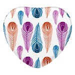Pen Peacock Colors Colored Pattern Heart Glass Fridge Magnet (4 pack)