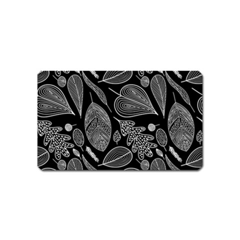 Leaves Flora Black White Nature Magnet (Name Card) from UrbanLoad.com Front