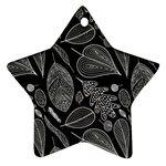 Leaves Flora Black White Nature Star Ornament (Two Sides)