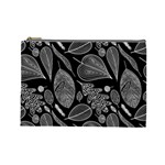 Leaves Flora Black White Nature Cosmetic Bag (Large)