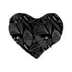 Leaves Flora Black White Nature Standard 16  Premium Heart Shape Cushions