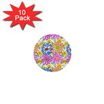 Bloom Flora Pattern Printing 1  Mini Buttons (10 pack) 