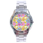 Bloom Flora Pattern Printing Stainless Steel Analogue Watch