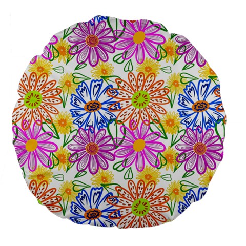 Bloom Flora Pattern Printing Large 18  Premium Flano Round Cushions from UrbanLoad.com Front