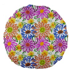 Bloom Flora Pattern Printing Large 18  Premium Flano Round Cushions from UrbanLoad.com Front