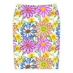 Bloom Flora Pattern Printing Midi Wrap Pencil Skirt from UrbanLoad.com Back
