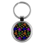 Pattern-repetition-snail-blue Key Chain (Round)