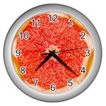 Grapefruit-fruit-background-food Wall Clock (Silver)