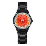 Grapefruit-fruit-background-food Stainless Steel Round Watch