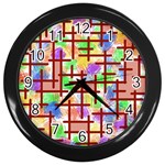 Pattern-repetition-bars-colors Wall Clock (Black)