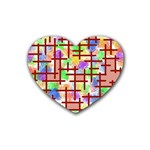 Pattern-repetition-bars-colors Rubber Coaster (Heart)