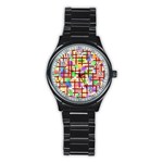 Pattern-repetition-bars-colors Stainless Steel Round Watch