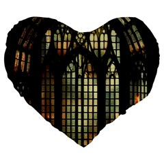 Stained Glass Window Gothic Large 19  Premium Heart Shape Cushions from UrbanLoad.com Front