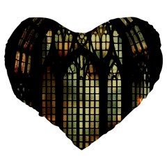 Stained Glass Window Gothic Large 19  Premium Heart Shape Cushions from UrbanLoad.com Back