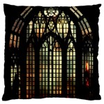 Stained Glass Window Gothic Large Premium Plush Fleece Cushion Case (One Side)