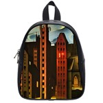 Sci-fi Futuristic Science Fiction City Neon Scene Artistic Technology Machine Fantasy Gothic Town Bu School Bag (Small)