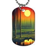 Outdoors Night Moon Full Moon Trees Setting Scene Forest Woods Light Moonlight Nature Wilderness Lan Dog Tag (One Side)