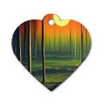 Outdoors Night Moon Full Moon Trees Setting Scene Forest Woods Light Moonlight Nature Wilderness Lan Dog Tag Heart (Two Sides)