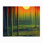 Outdoors Night Moon Full Moon Trees Setting Scene Forest Woods Light Moonlight Nature Wilderness Lan Small Glasses Cloth (2 Sides)