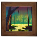 Nature Swamp Water Sunset Spooky Night Reflections Bayou Lake Framed Tile