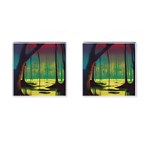 Nature Swamp Water Sunset Spooky Night Reflections Bayou Lake Cufflinks (Square)
