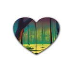 Nature Swamp Water Sunset Spooky Night Reflections Bayou Lake Rubber Coaster (Heart)